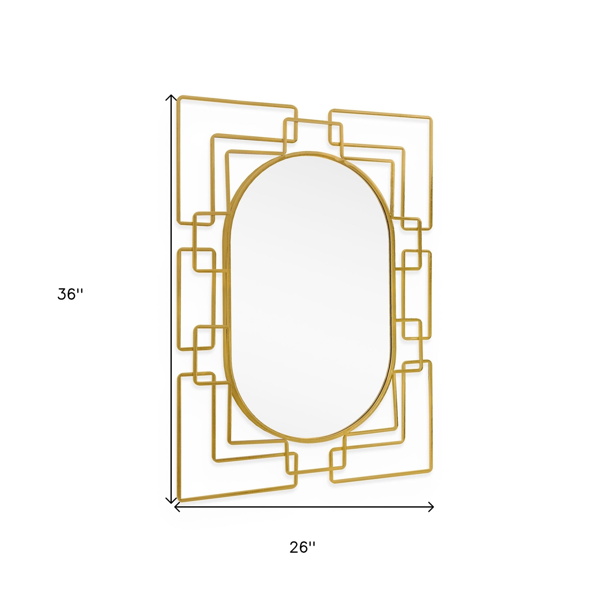 36" Gold Metal Geometric Oval Accent Mirror-6