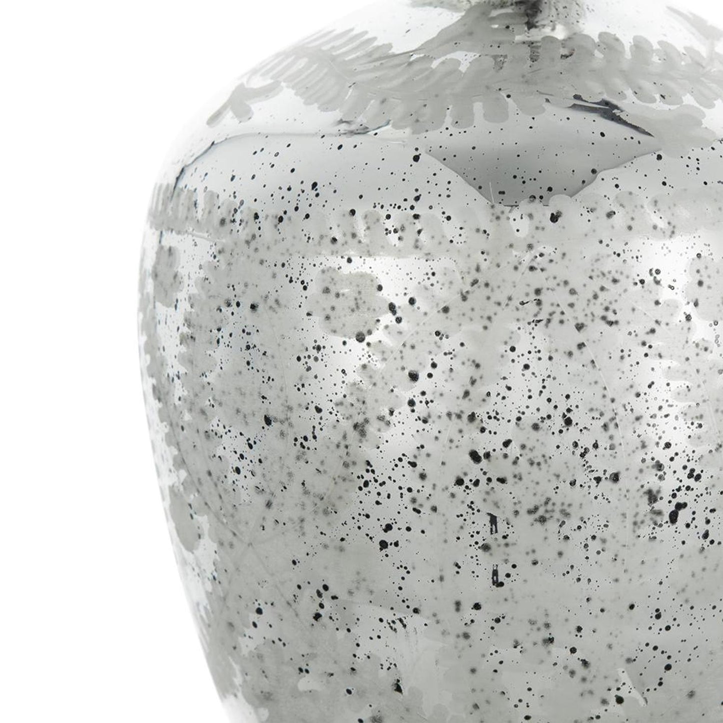 10" Silver Floral Round Glass Table Vase-8