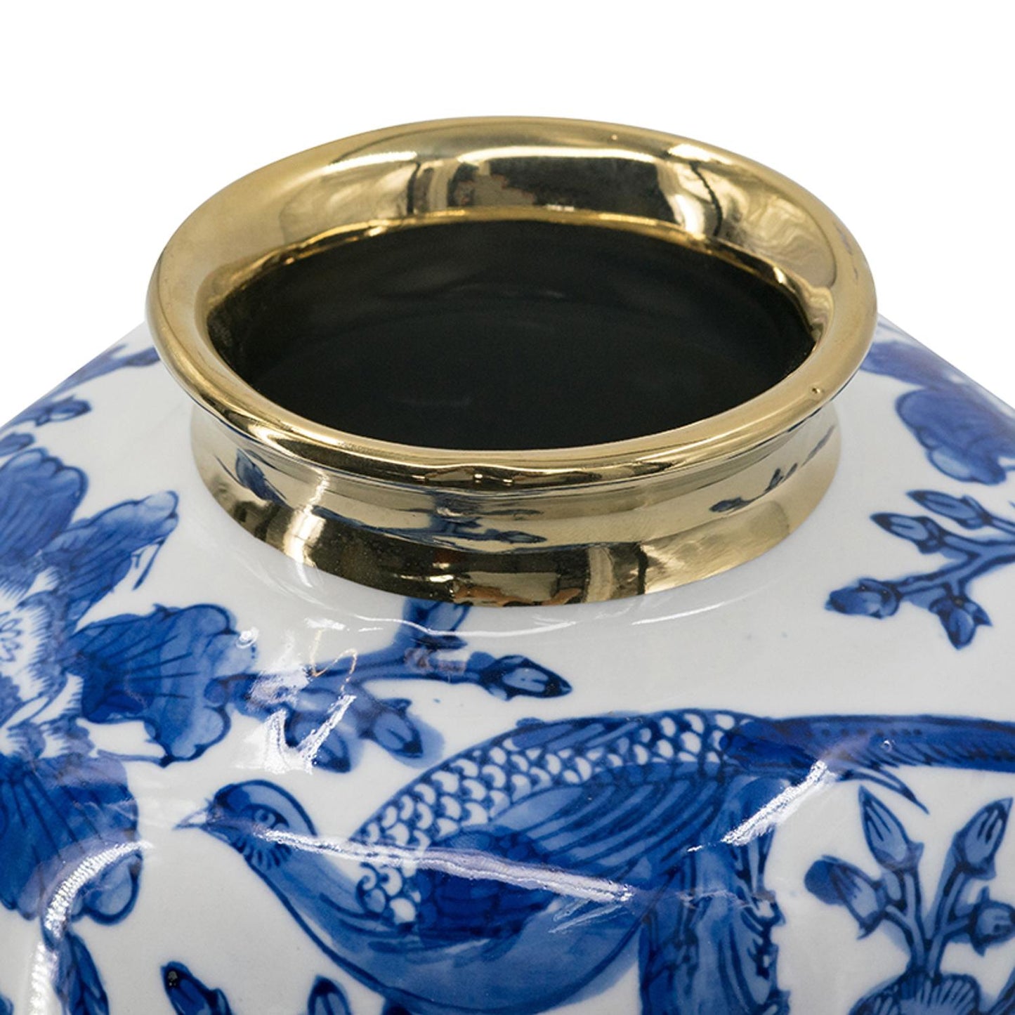 11" Blue And White Floral Round Porcelain Table Vase-7