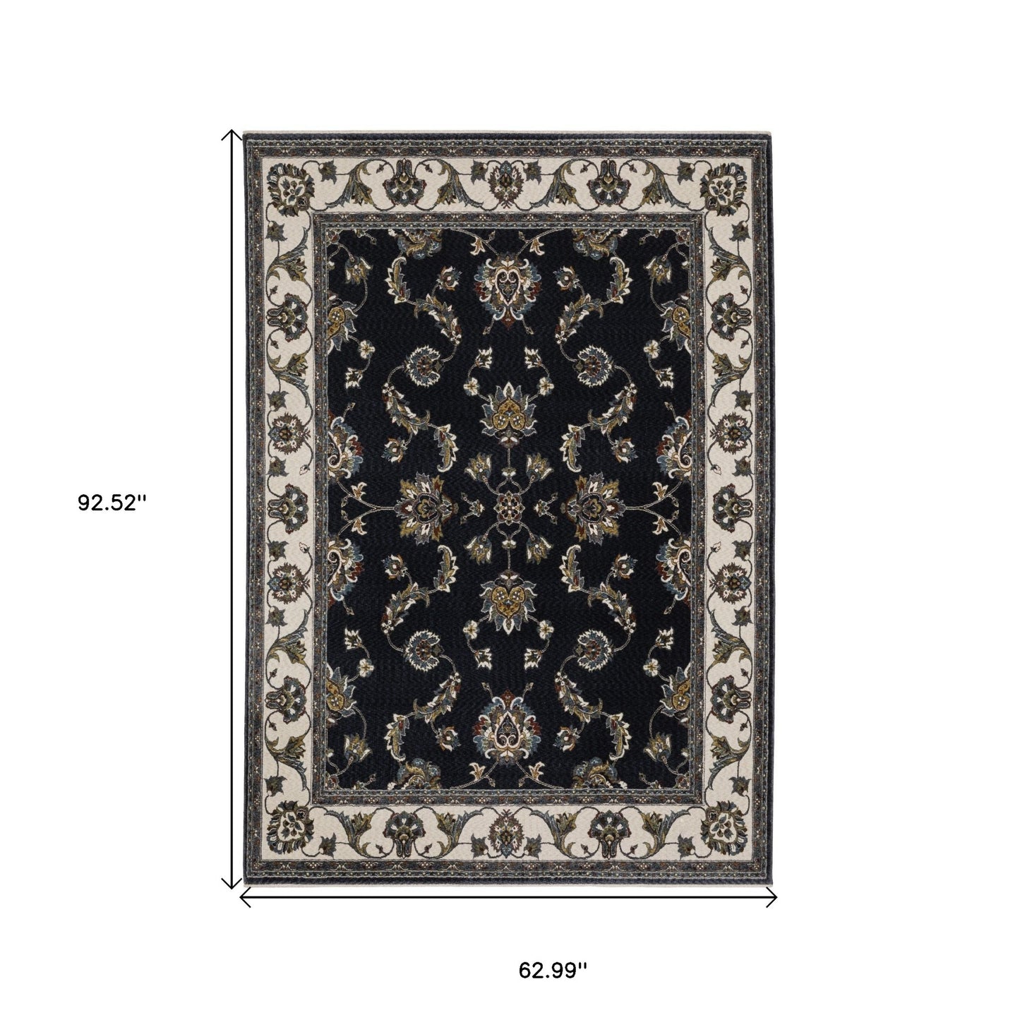 5' X 8' Ivory Oriental Area Rug With Fringe-2