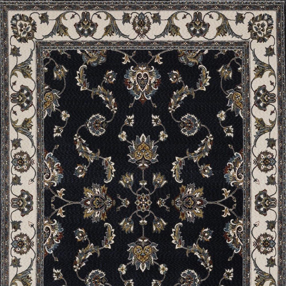 5' X 8' Ivory Oriental Area Rug With Fringe-7