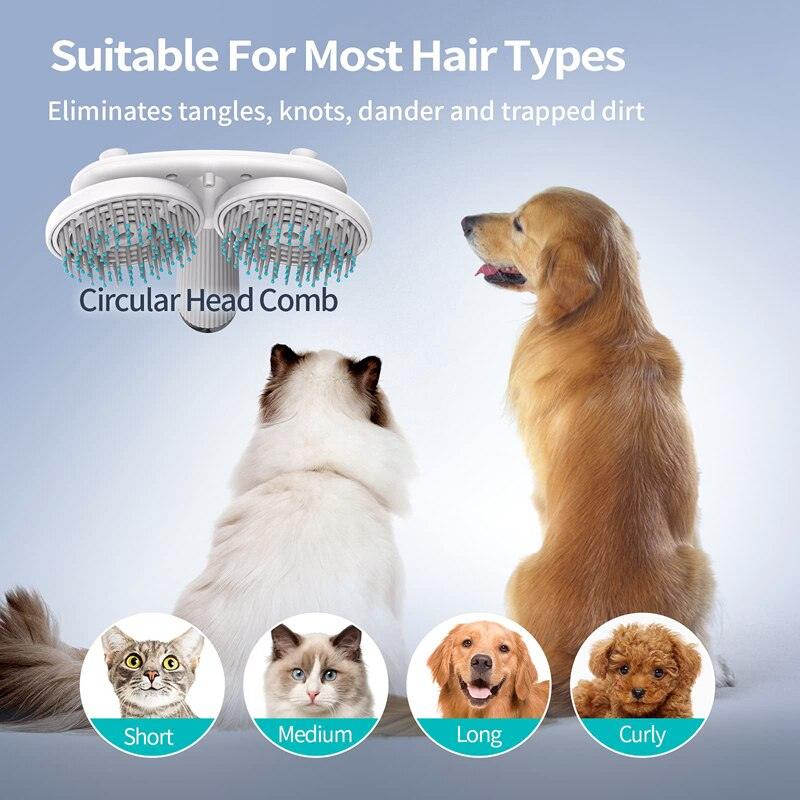 Pet Cat Brush Dog Slicker Brush Double-Headed Negative Ion One-Button Self Cleaning Pet Hair Removal-3