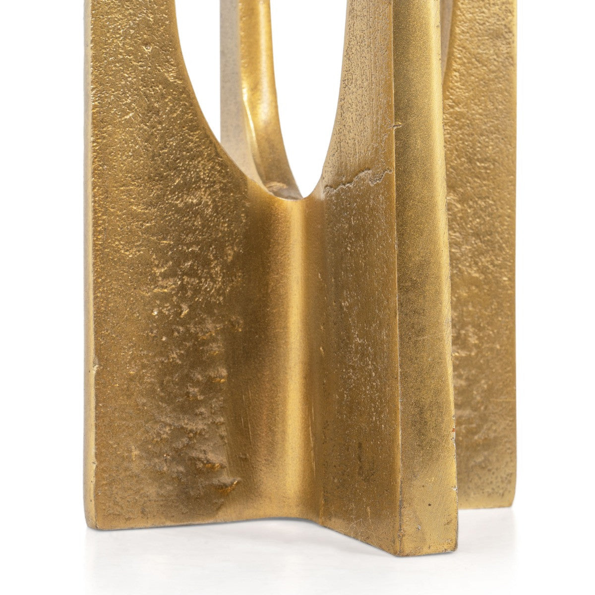 16" Gold Distressed Aluminum Geometric Tabletop Pillar Candle Holder-3