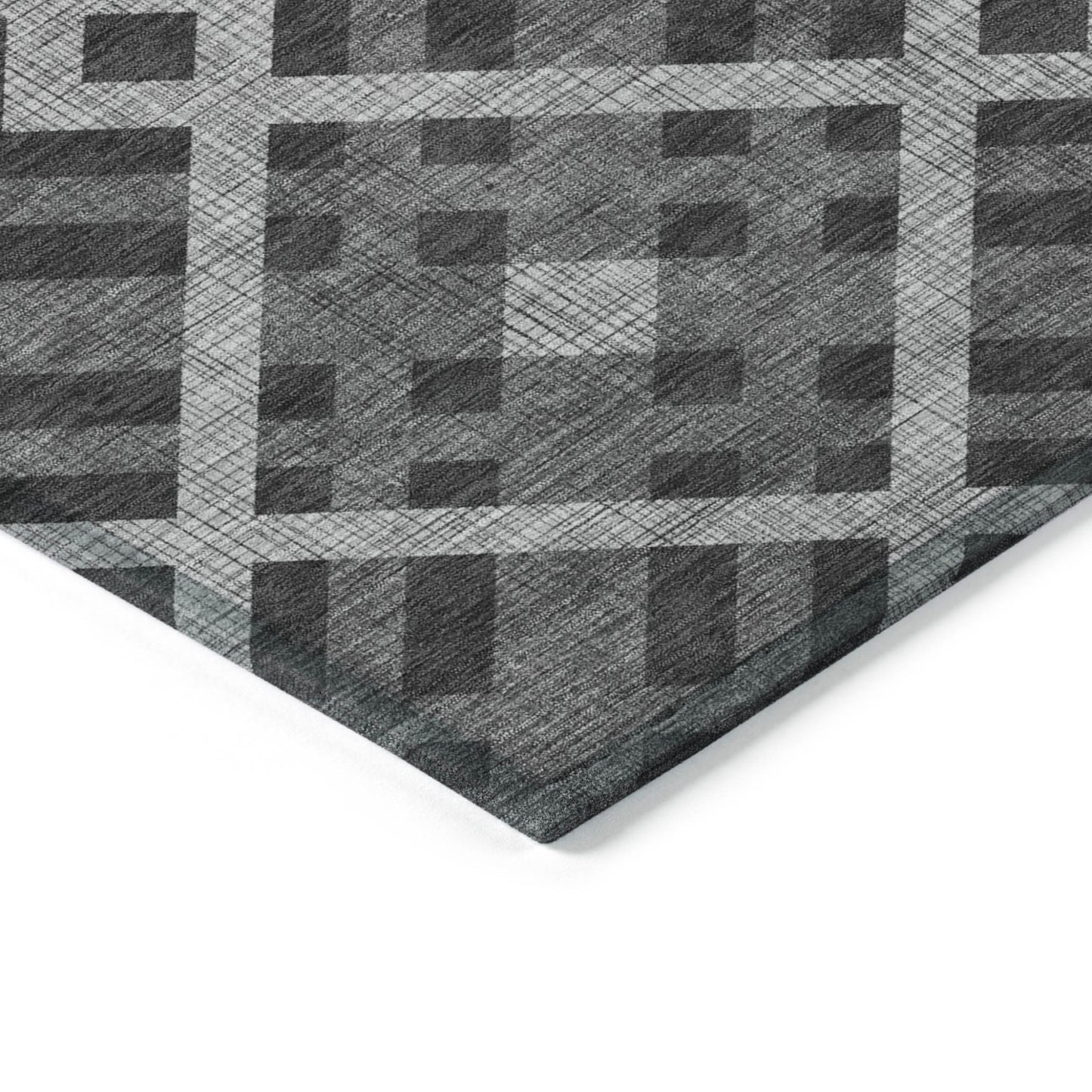 3' X 5' Charcoal Gray And Silver Geometric Washable Indoor Outdoor Area Rug-3