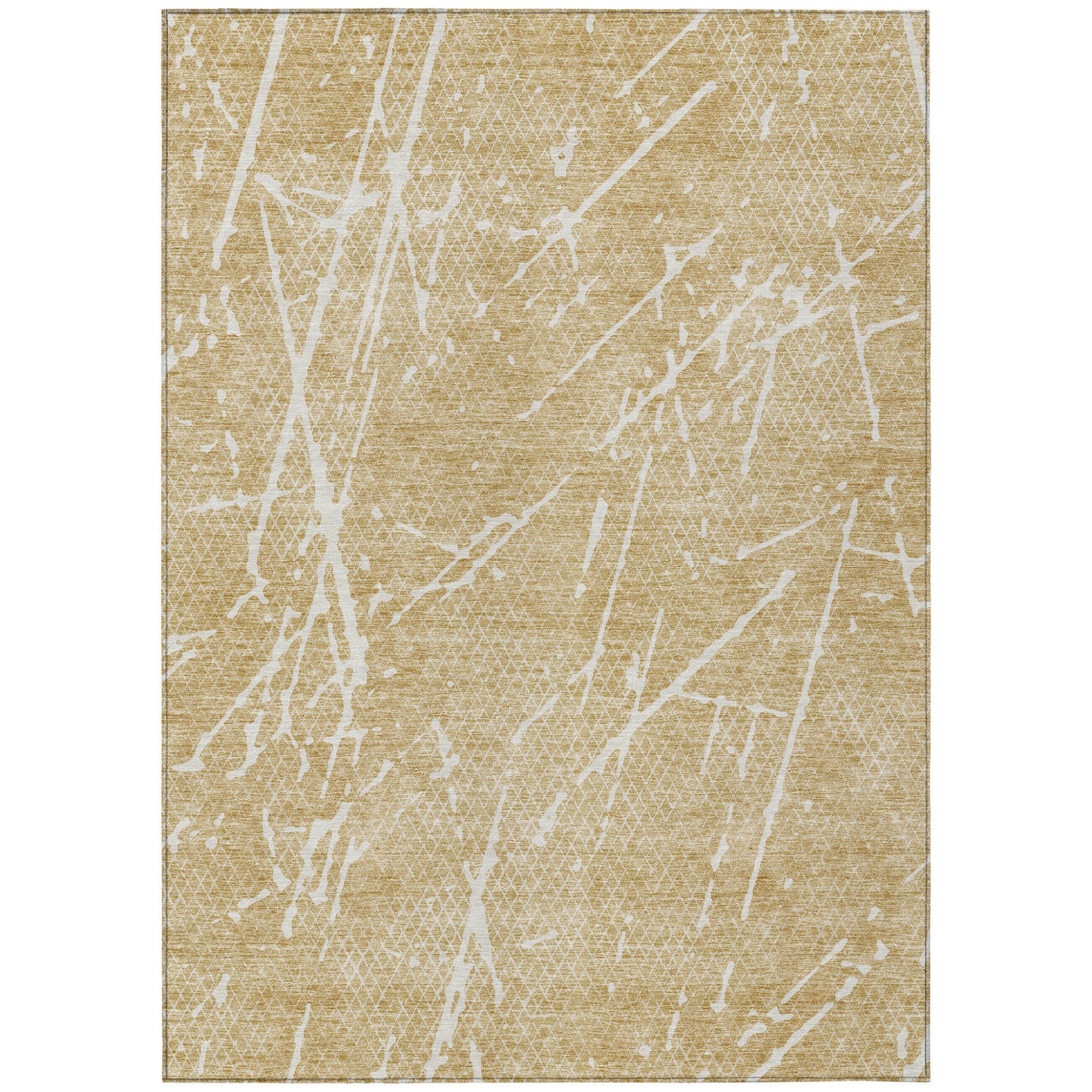 3' X 5' Beige And Ivory Abstract Washable Indoor Outdoor Area Rug-1