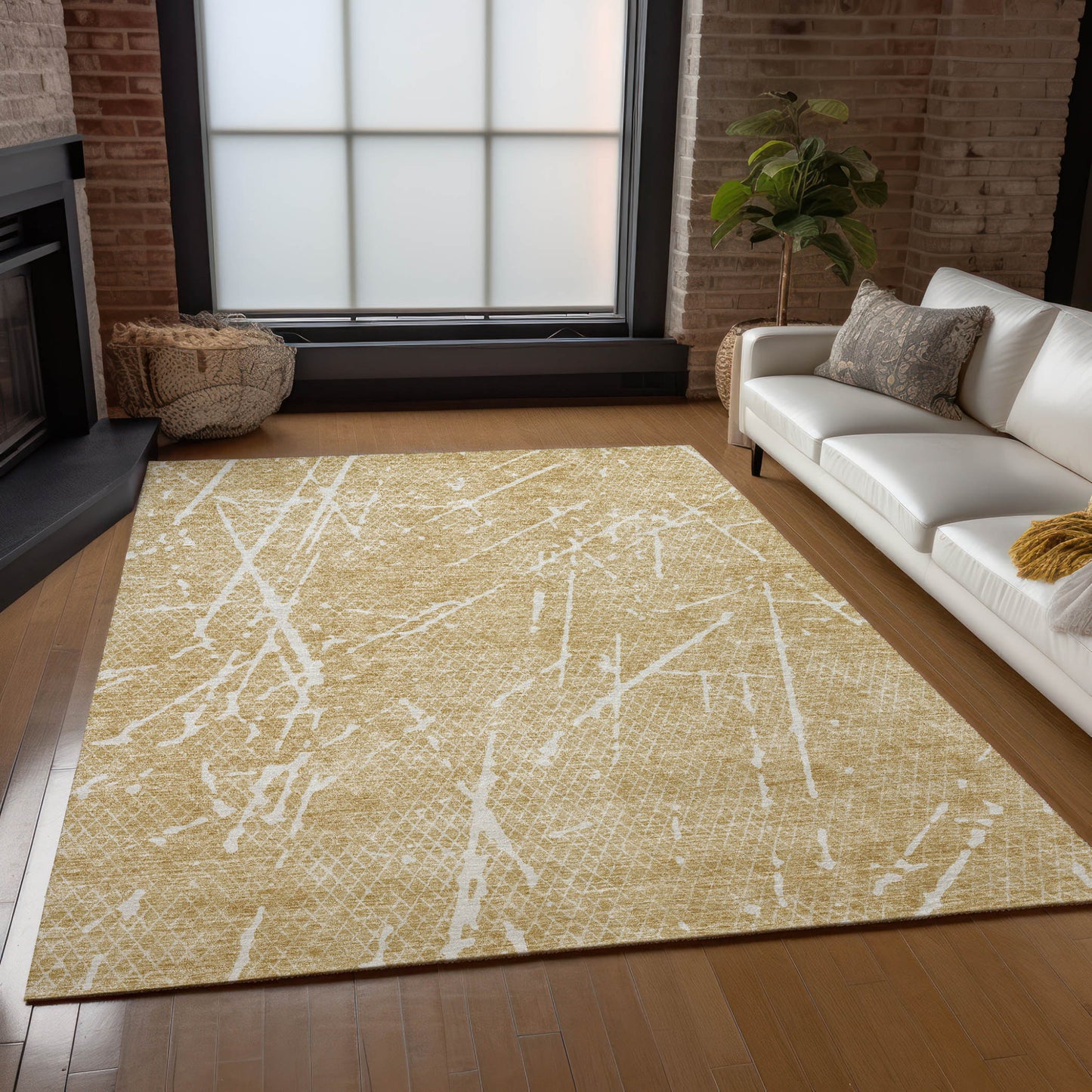 3' X 5' Beige And Ivory Abstract Washable Indoor Outdoor Area Rug-7