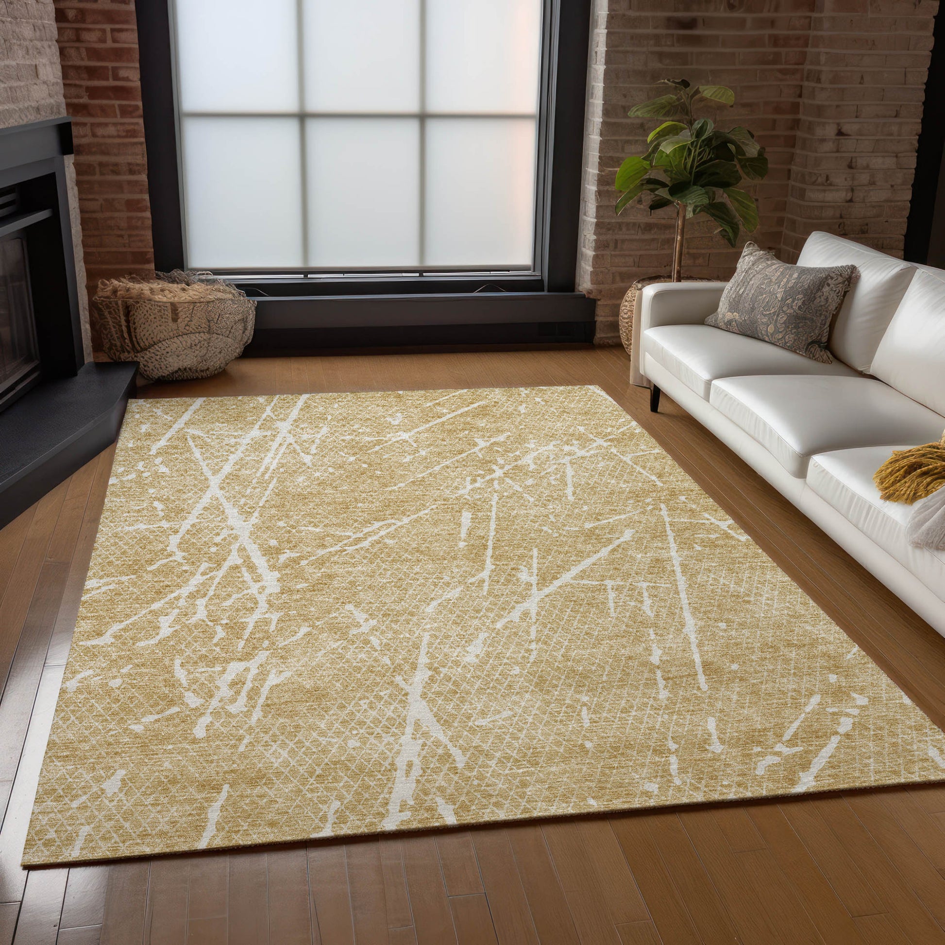 3' X 5' Beige And Ivory Abstract Washable Indoor Outdoor Area Rug-7