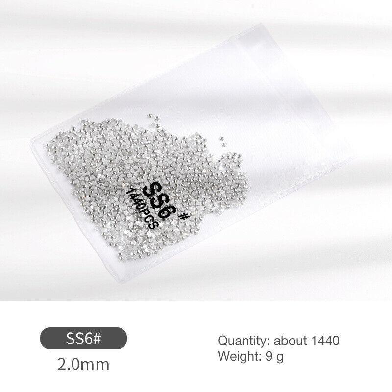 1440Pcs Glitter Rhinestones Crystal Flat Clear Bottom Glass Nail Art Nail Drill-3