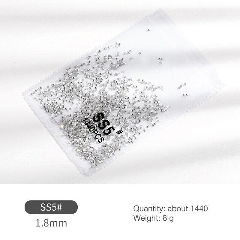 1440Pcs Glitter Rhinestones Crystal Flat Clear Bottom Glass Nail Art Nail Drill-4