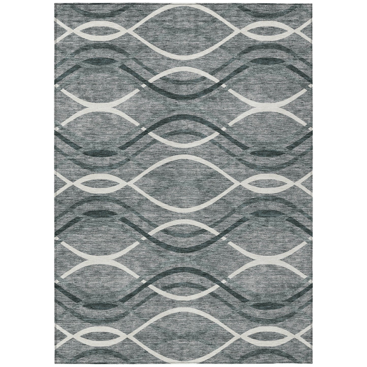 3' X 5' Gray Ivory And Charcoal Abstract Washable Indoor Outdoor Area Rug-1