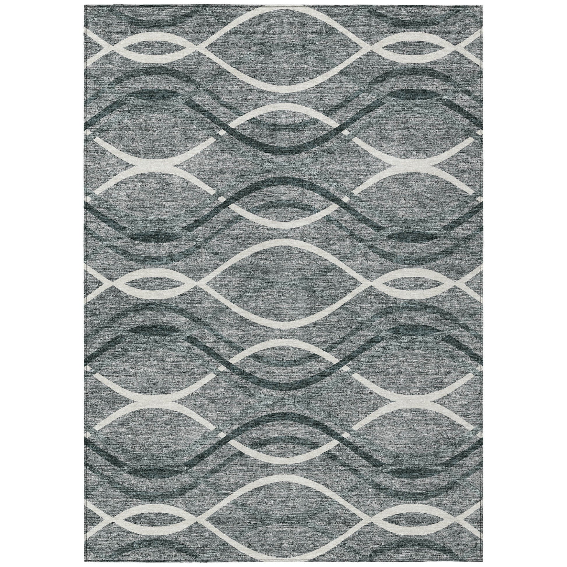 3' X 5' Gray Ivory And Charcoal Abstract Washable Indoor Outdoor Area Rug-1