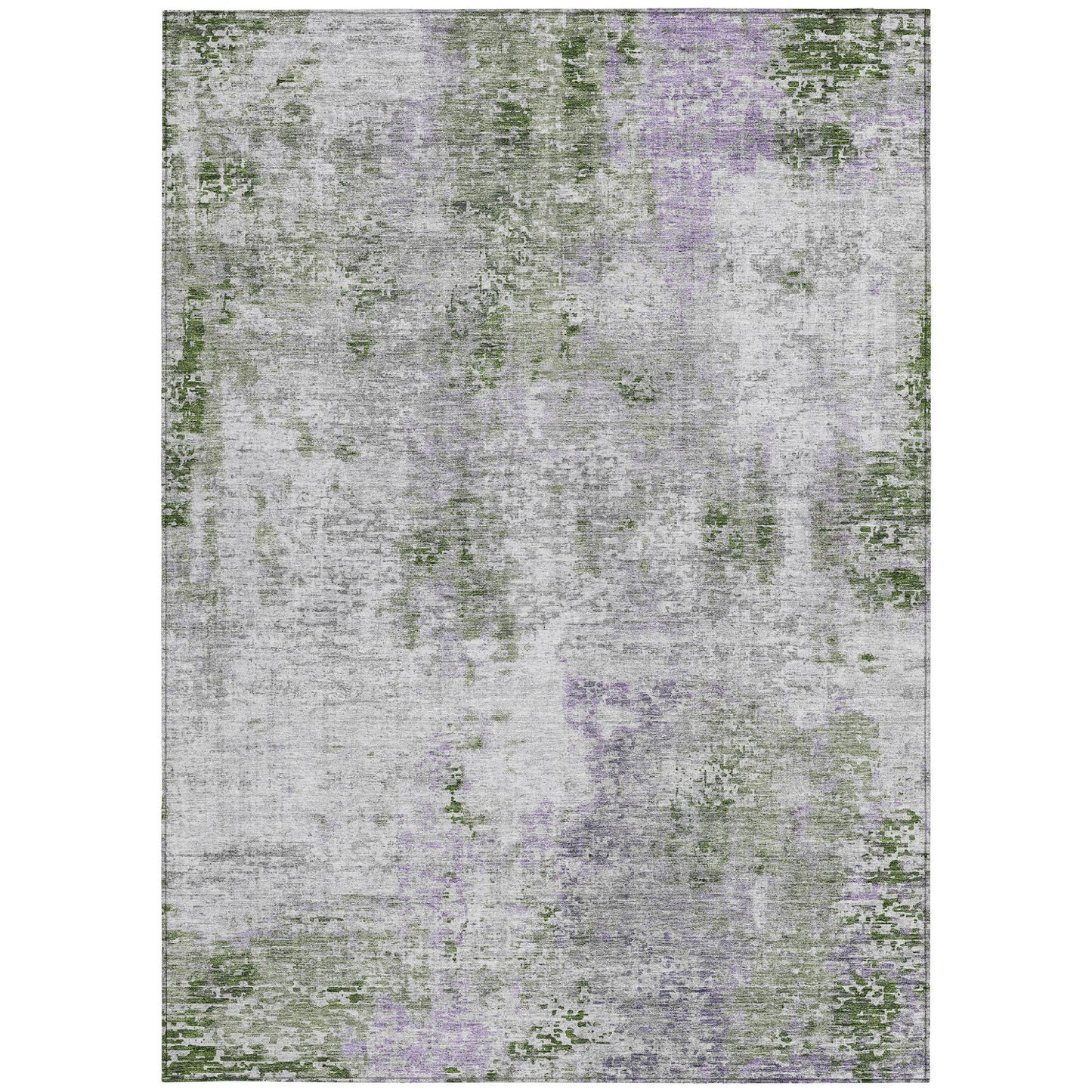 5' X 8' Olive Green And Gray Abstract Washable Indoor Outdoor Area Rug-6