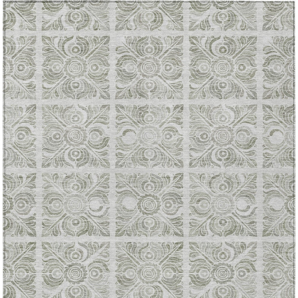 5' X 8' Taupe Beige And Tan Medallion Washable Indoor Outdoor Area Rug-6