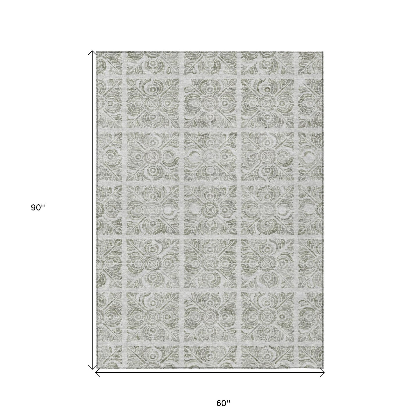 5' X 8' Taupe Beige And Tan Medallion Washable Indoor Outdoor Area Rug-2