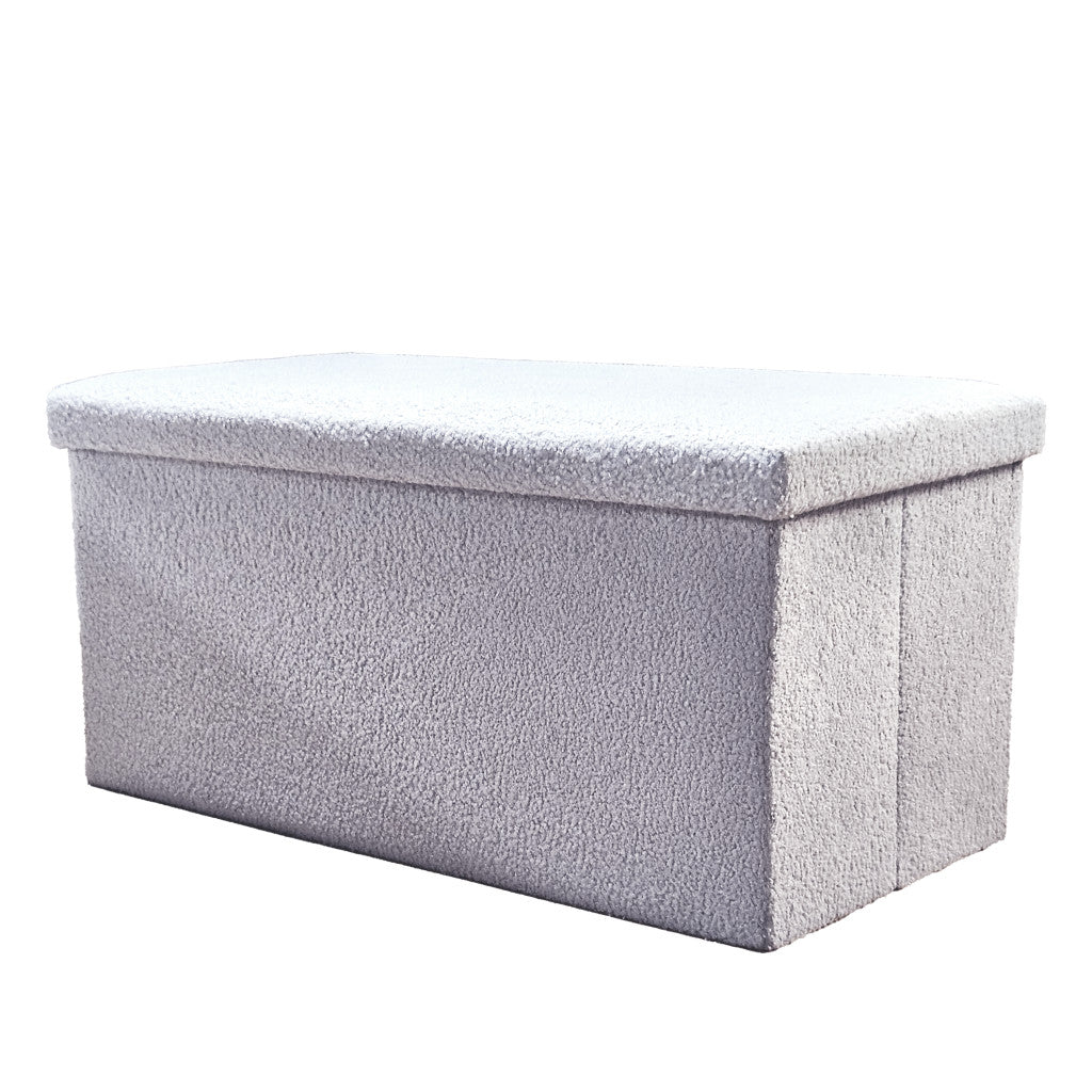 30" Gray Boucle Storage Ottoman-0