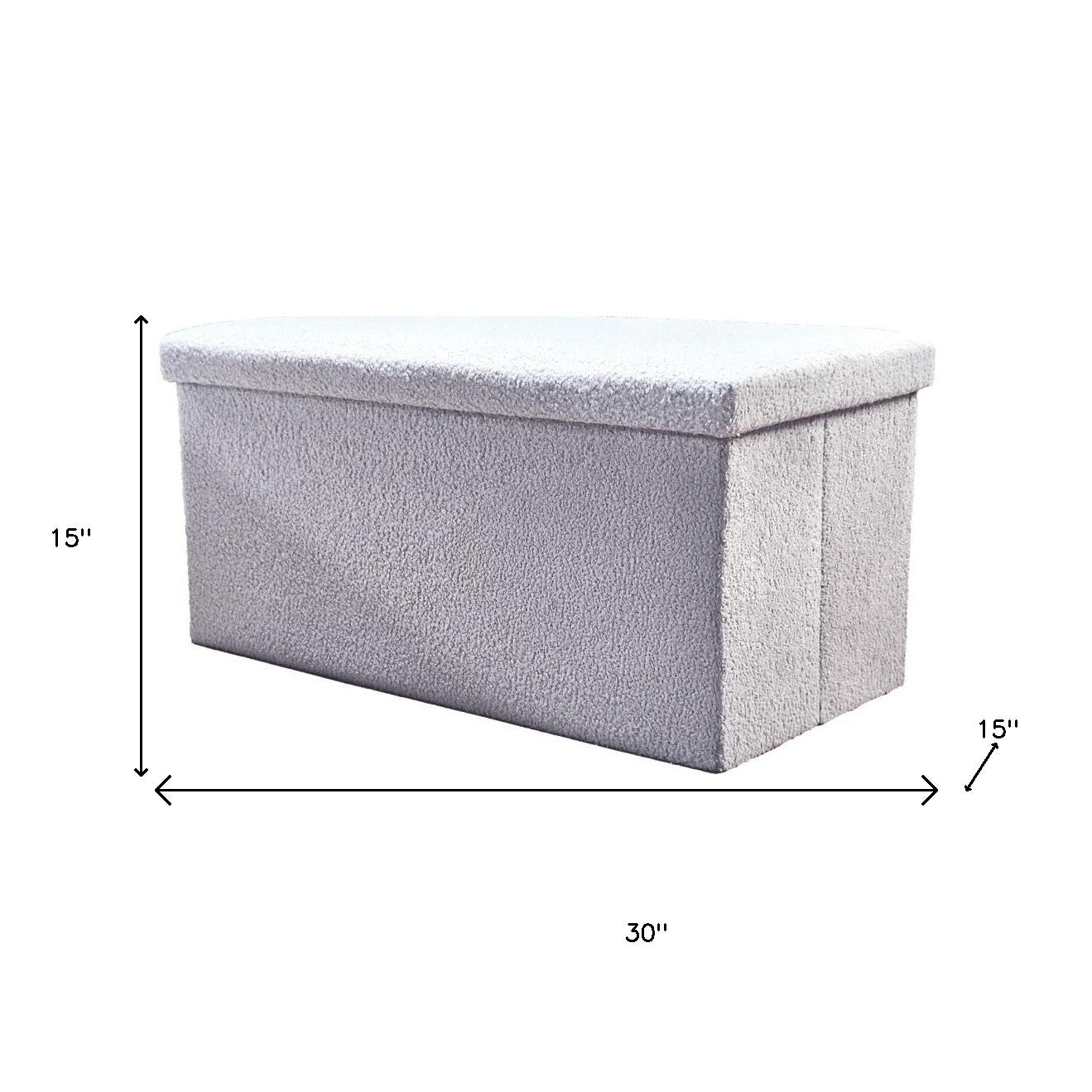 30" Gray Boucle Storage Ottoman-5