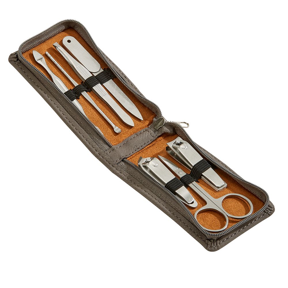 Leatherette Manicure Set, Grey 4.25" X 2.5"-3