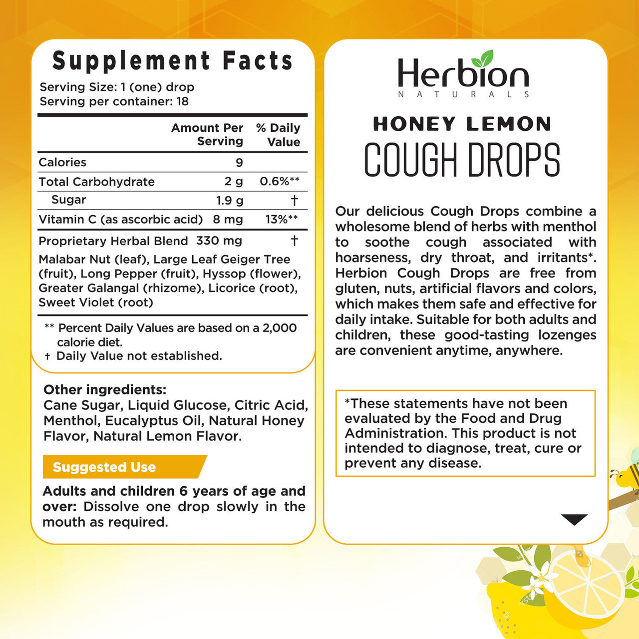 H.N COUGH DROPS HNY LEM ( 1 X 18 CT )-6