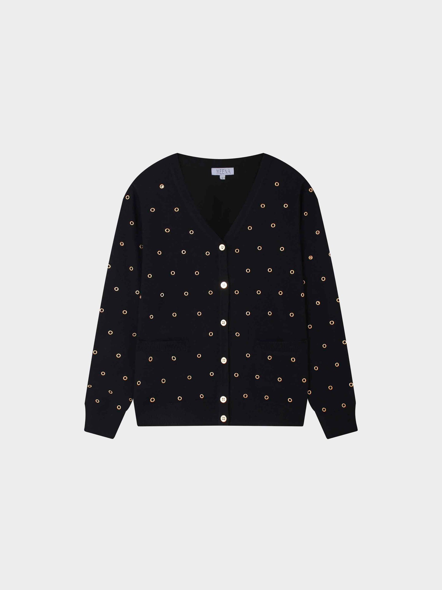 Grommet Cardigan-Black-0