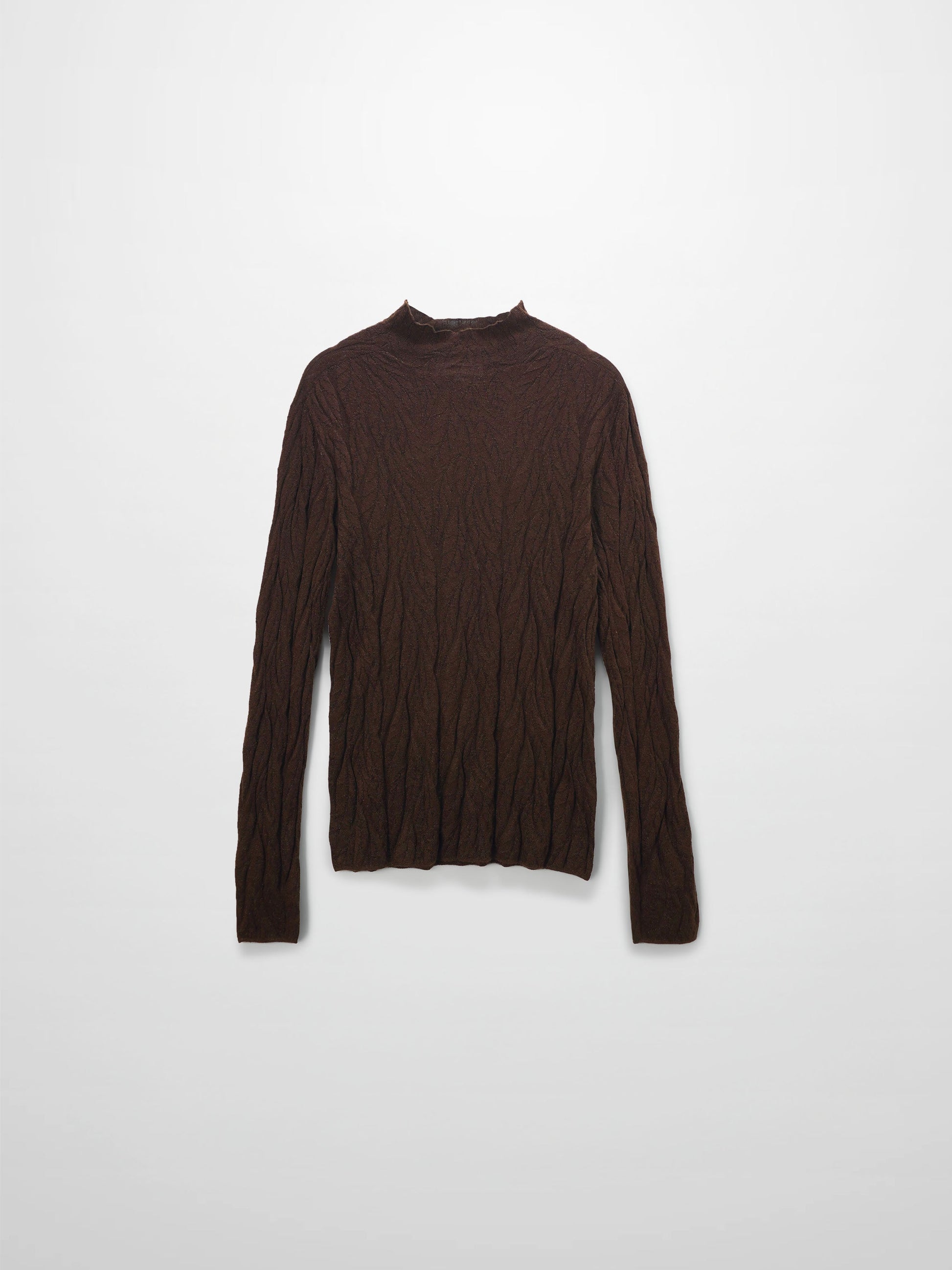 Leaf Design Turtleneck-Brown-0