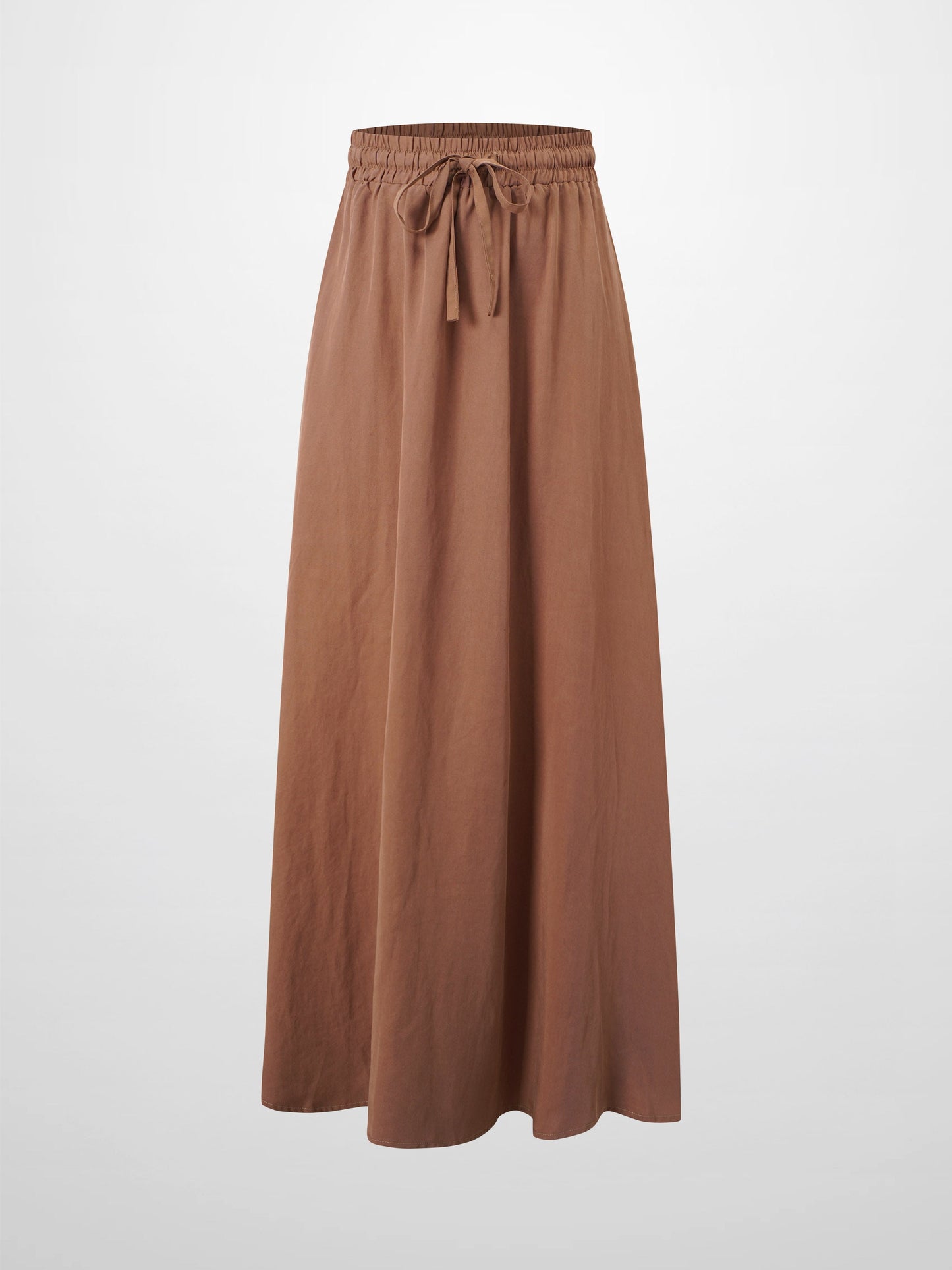 Drawstring Circle Skirt-Brown-1