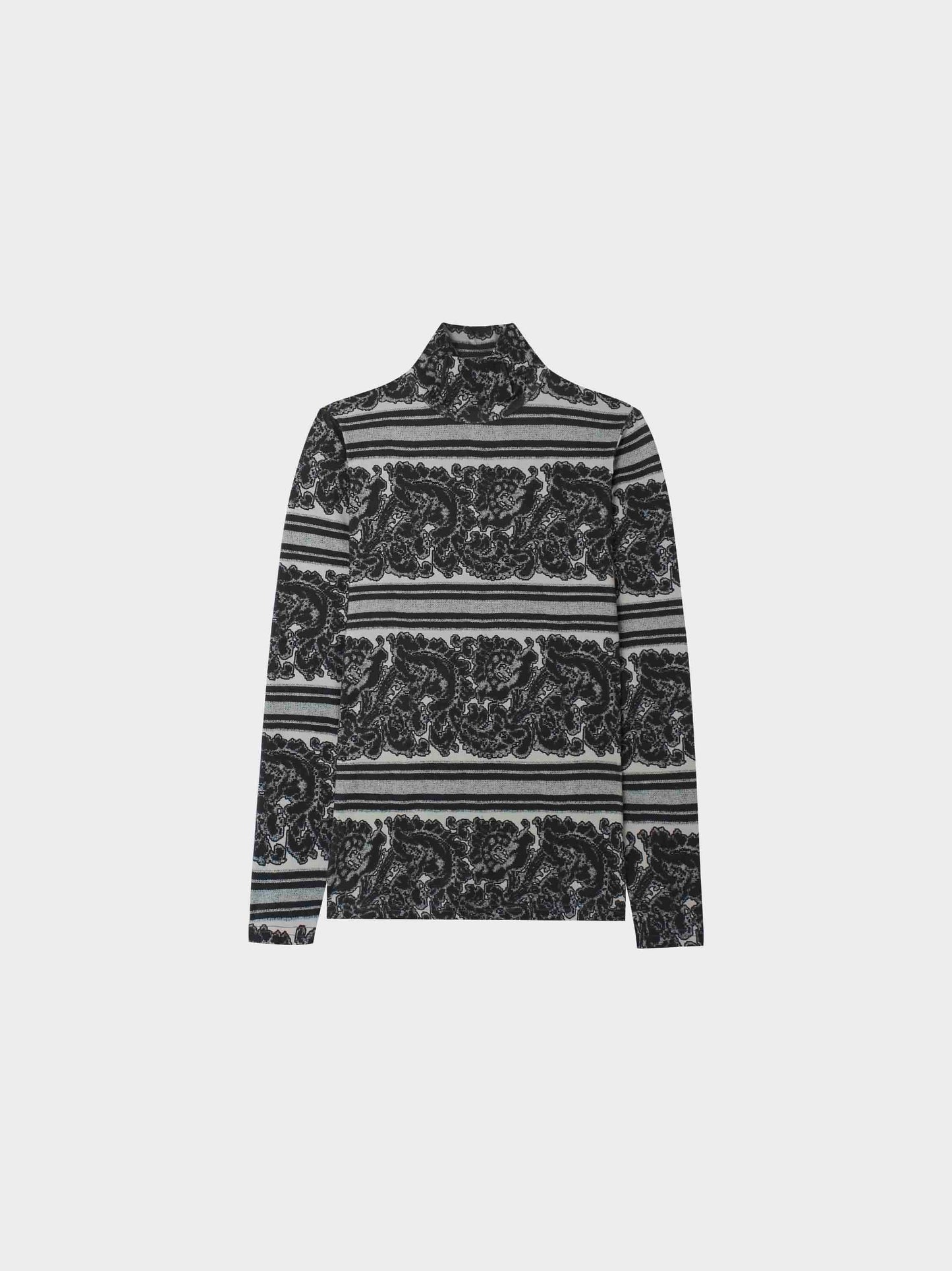 Printed Modal Turtleneck-Paisley Grey-1
