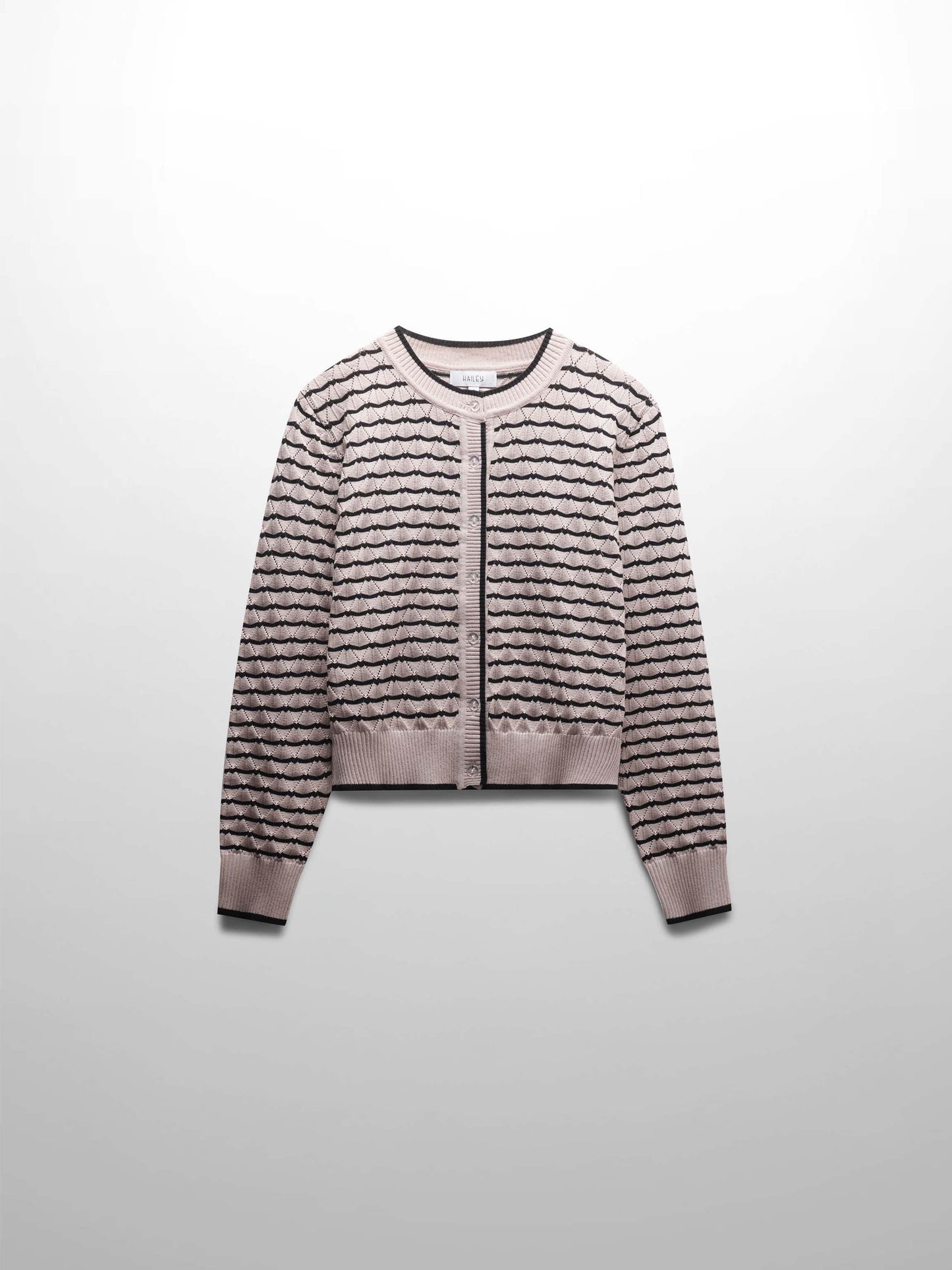 Striped Pointelle Cardigan-Black/Tan-1