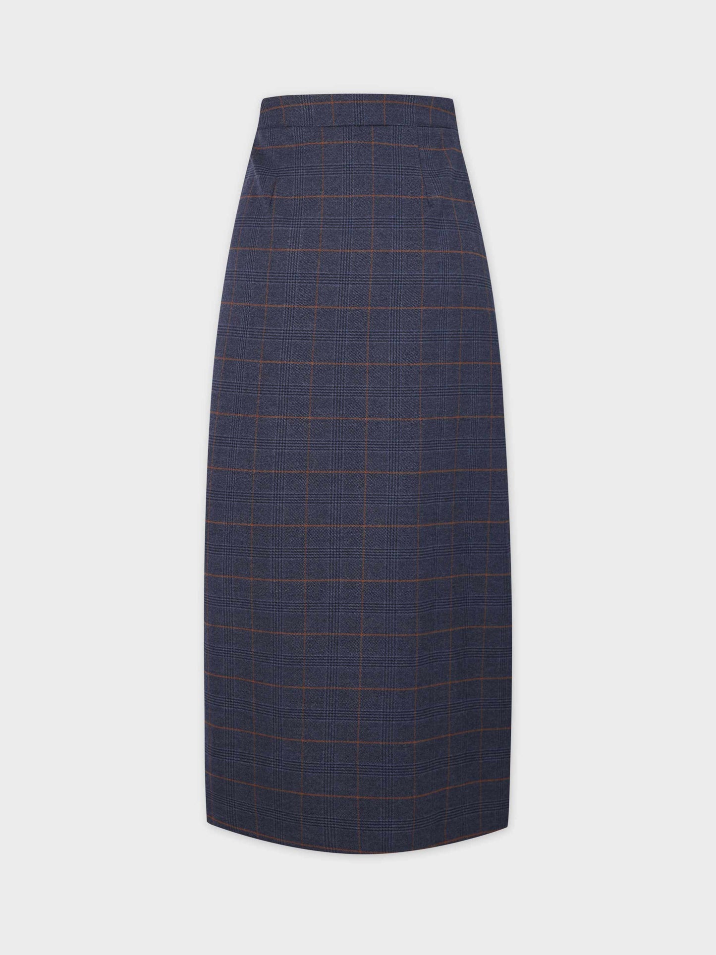 Pin Closure Wrap Skirt-Blue Plaid-2