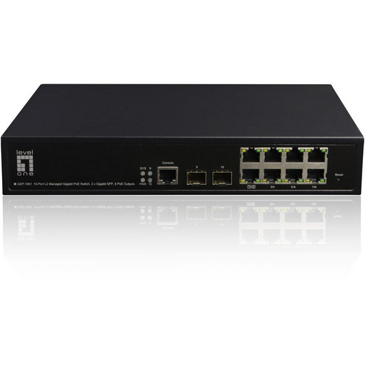 LevelOne GEP-1061 łącza sieciowe Zarządzany L2 Gigabit Ethernet (10/100/1000) Obsługa PoE Czarny (GEP-1061)-0