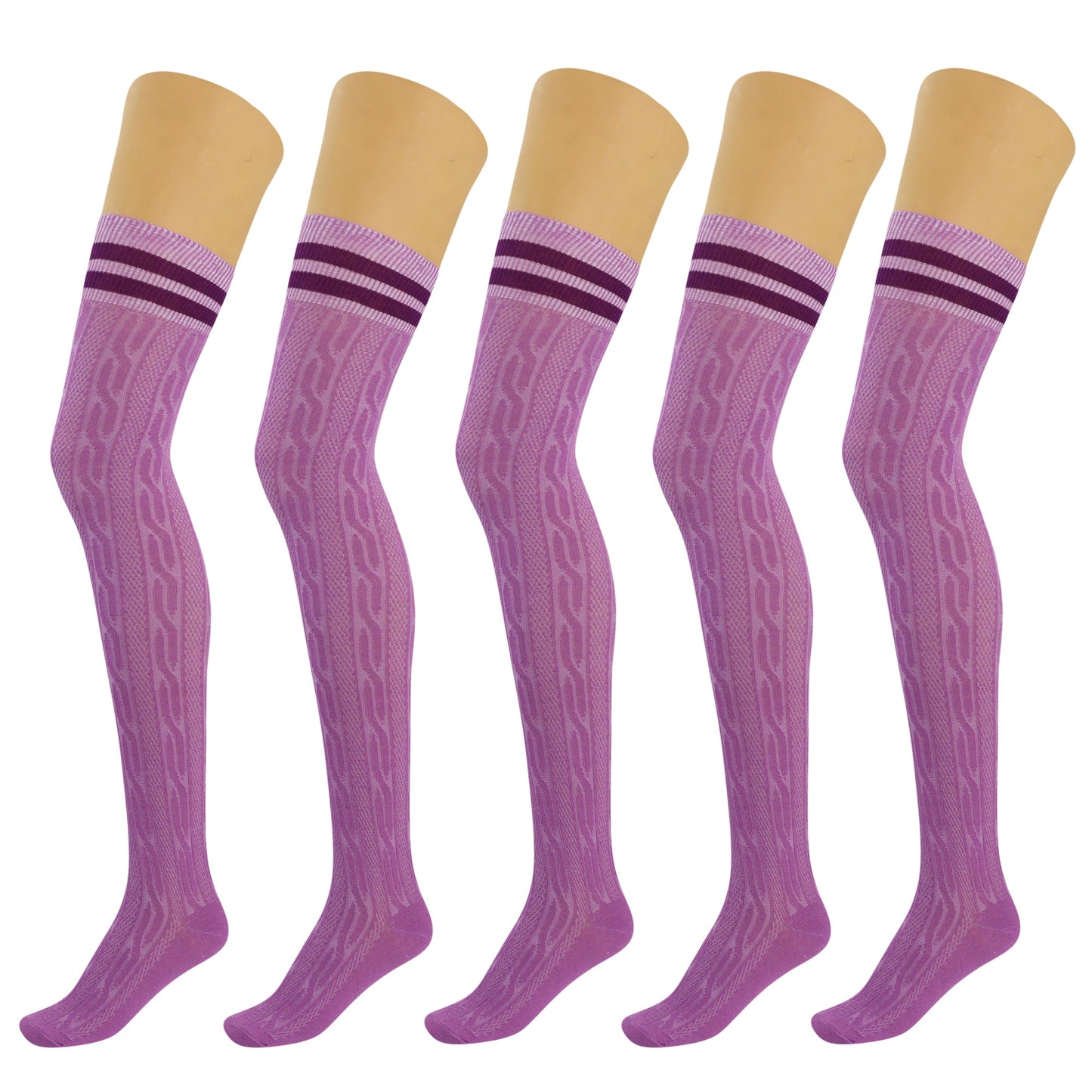 5 Pairs Over-the-Knee Thigh-High Cotton Socks for Women – Warm Boot Leg Warmers, Soft & Stretchy Knit Stockings-5