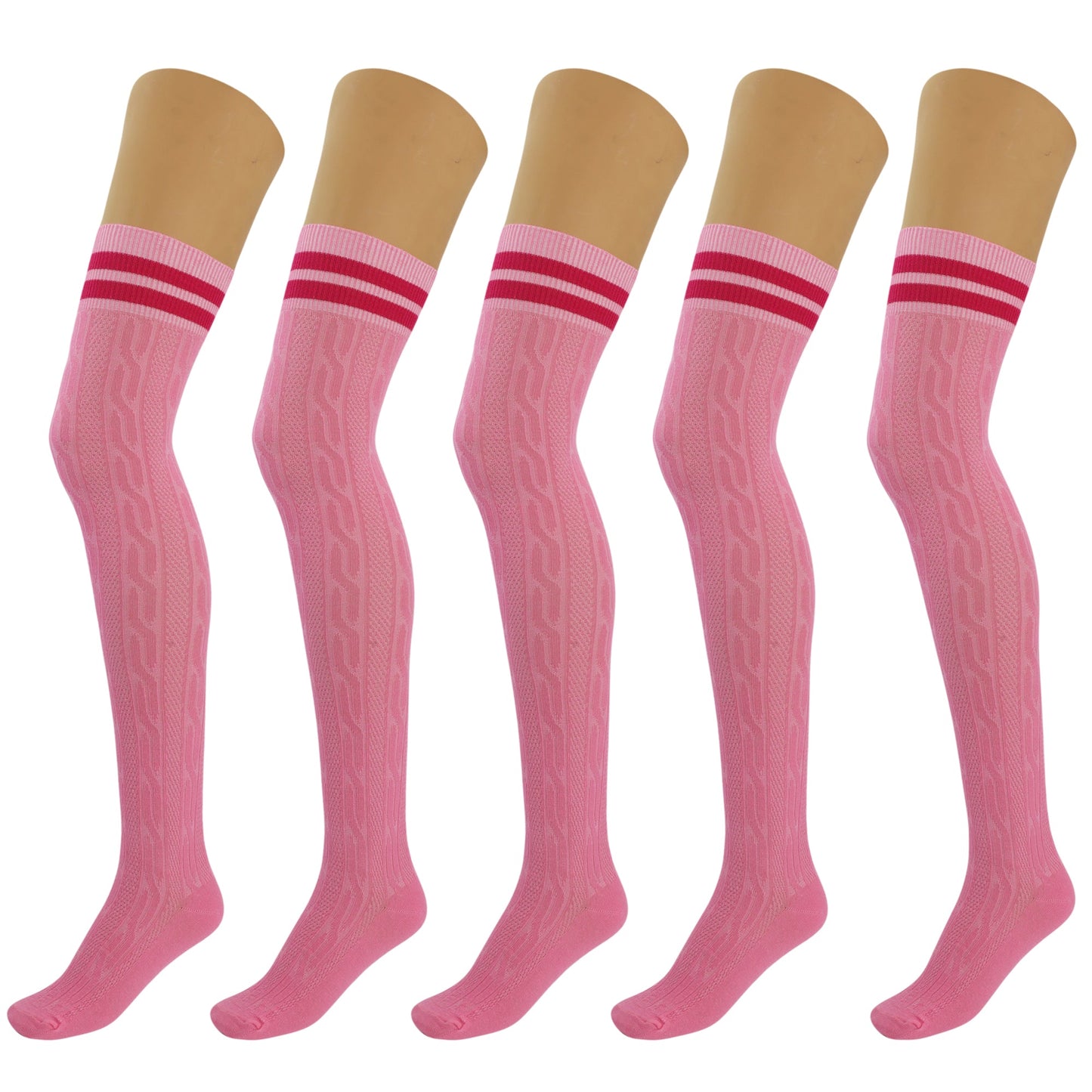 5 Pairs Over-the-Knee Thigh-High Cotton Socks for Women – Warm Boot Leg Warmers, Soft & Stretchy Knit Stockings-6