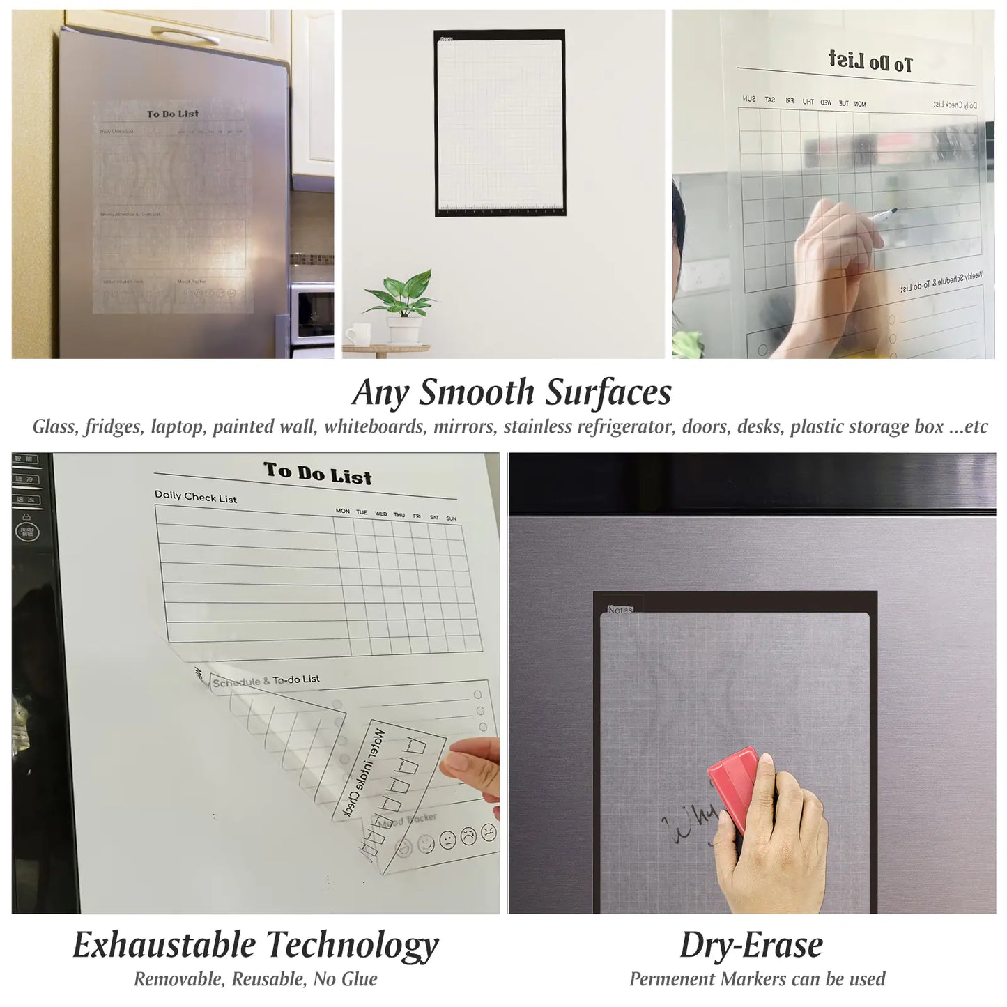 Transparent Erasable Planner Set with Magnetic Tape (3 pcs)