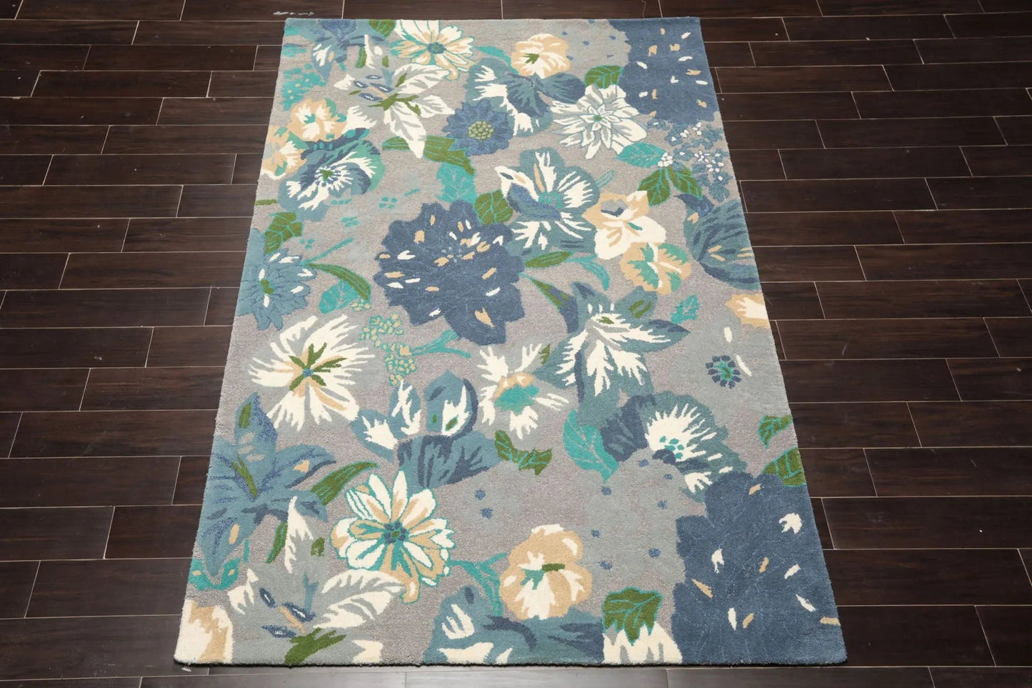 LoomBloom Multi Size Gray Hand Tufted Contemporary Floral Wool Oriental Area Rug-3