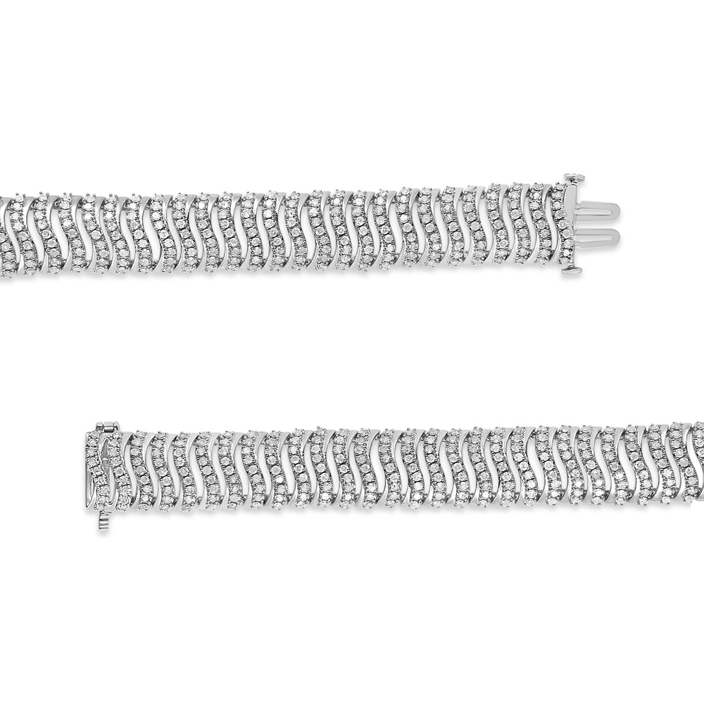 .925 Sterling Silver 5.00 Cttw Round-Cut Diamond "S" Link Bracelet (I-J Color, I3 Clarity) - Size 7.25-4