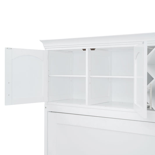 White Wood Queen Murphy Bed-0