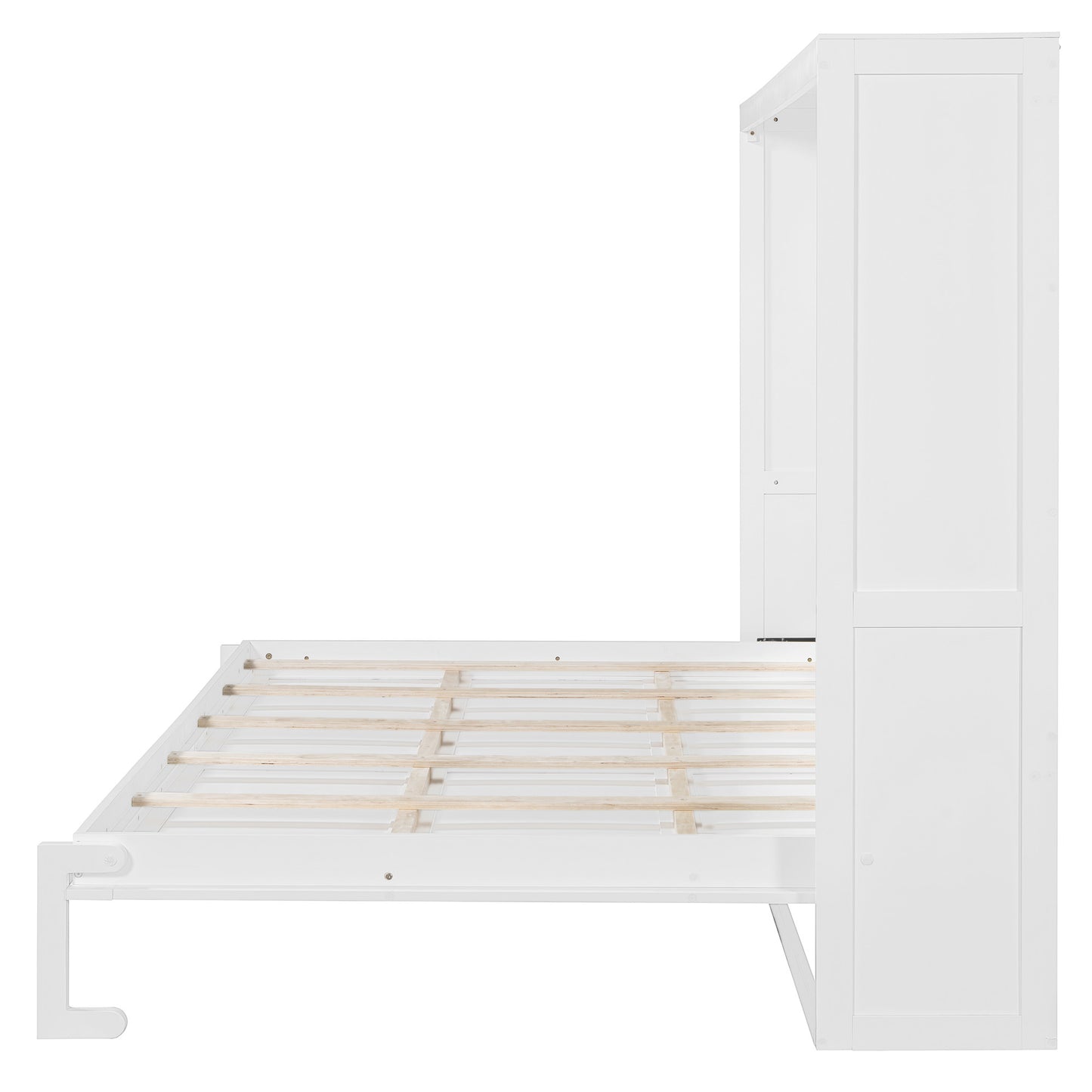 White Wood Queen Murphy Bed-2