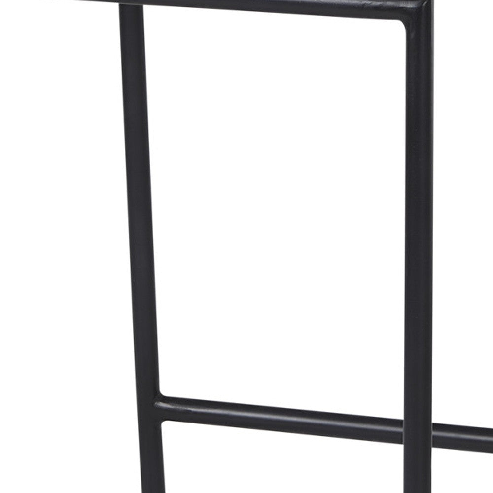 25" Natural and Black Solid Wood and Metal Low Back Counter Height Bar Chair-2