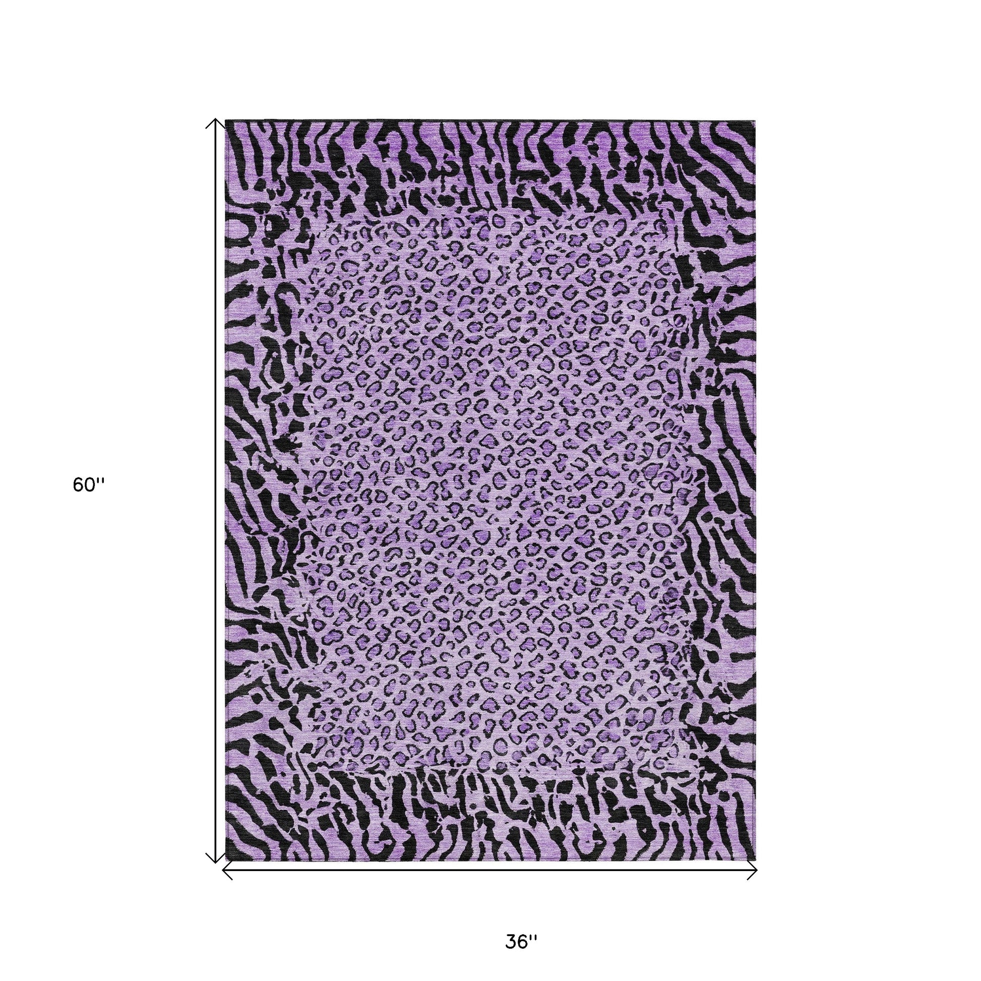 3' X 5' Purple Animal Print Washable Indoor Outdoor Area Rug-2