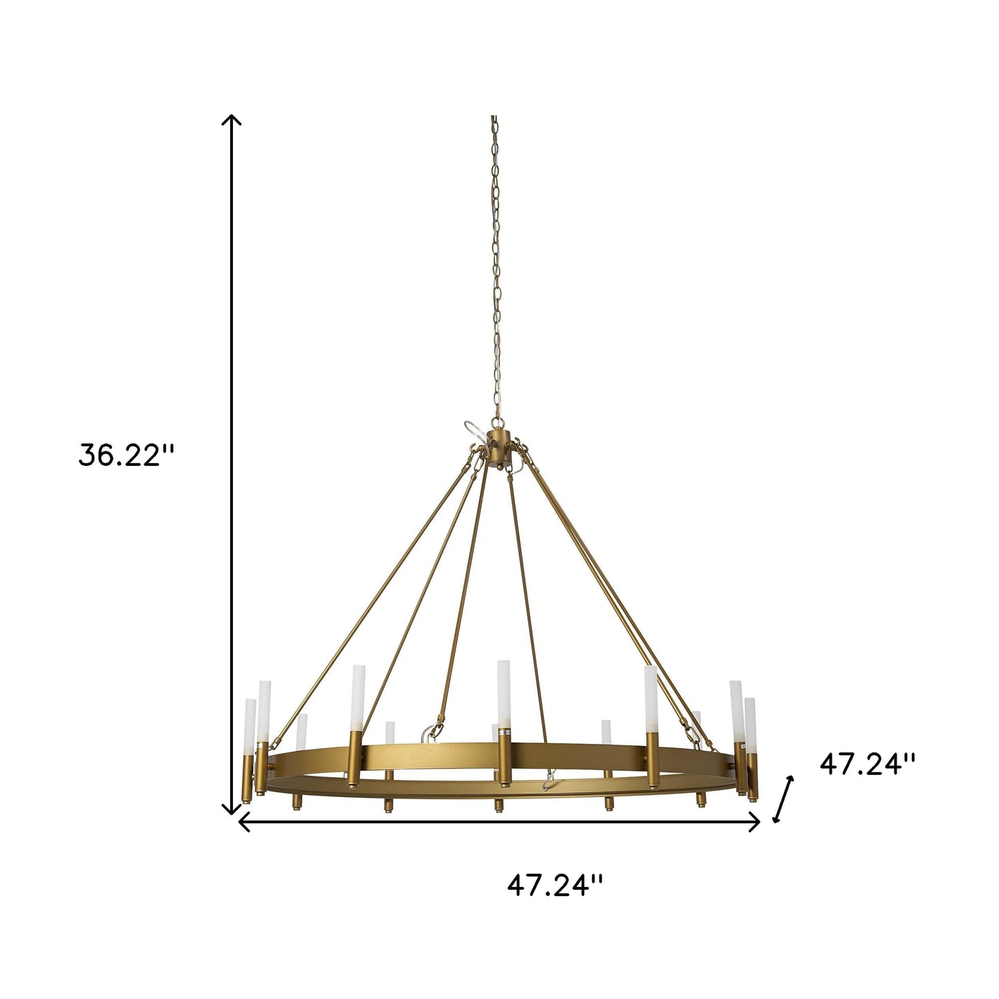 Gold And White Candle Style Twelve Light Glass Dimmable Chandelier-3