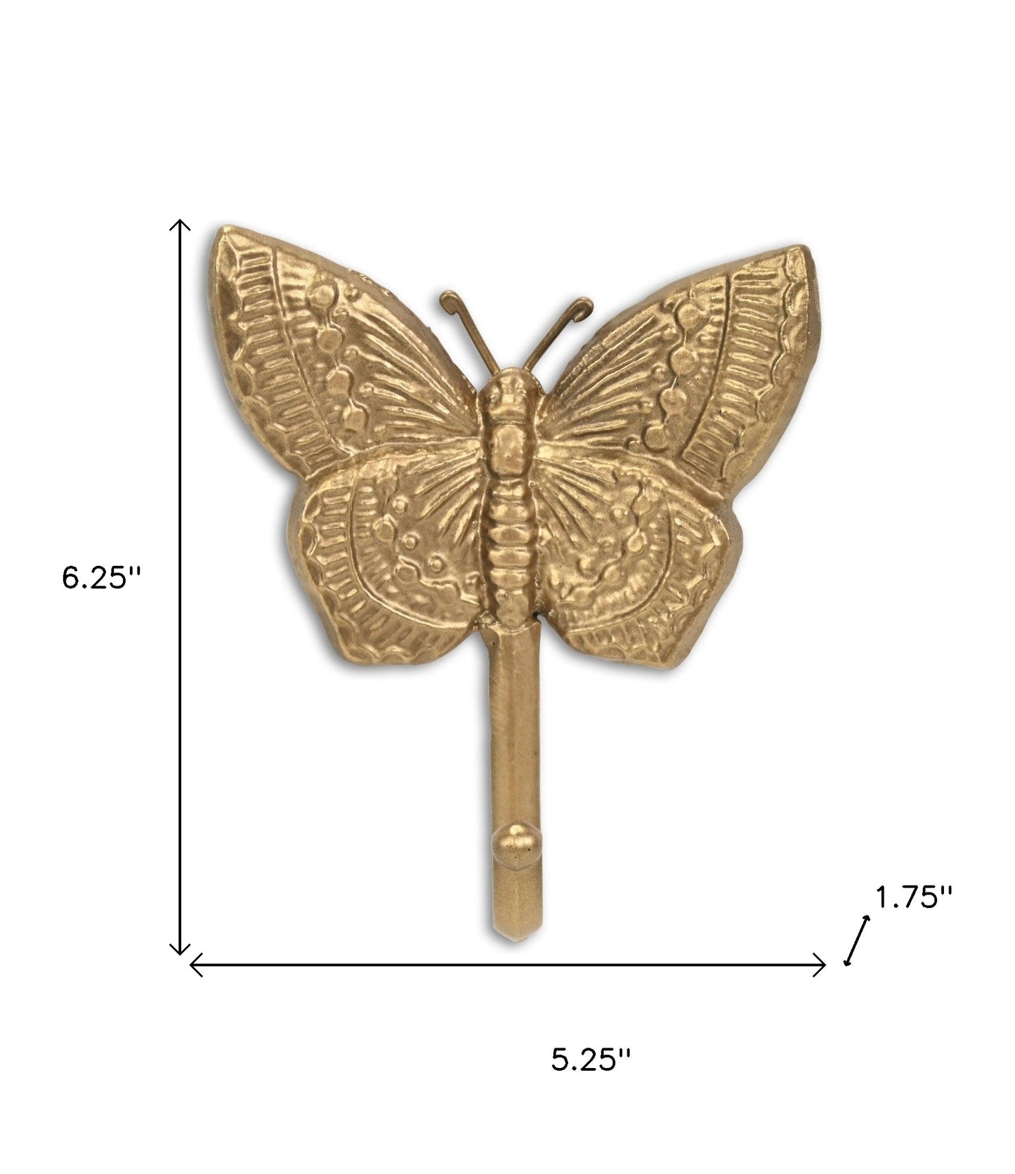 5" Gold Cast Iron Butterfly Wall Hook-6
