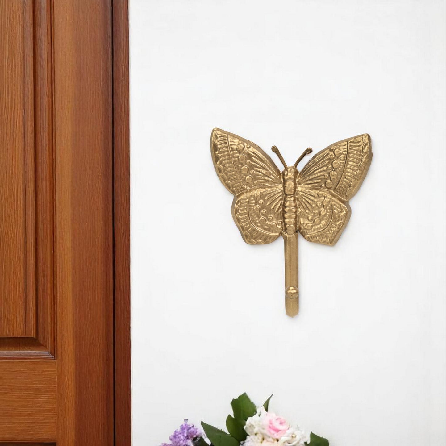 5" Gold Cast Iron Butterfly Wall Hook-0