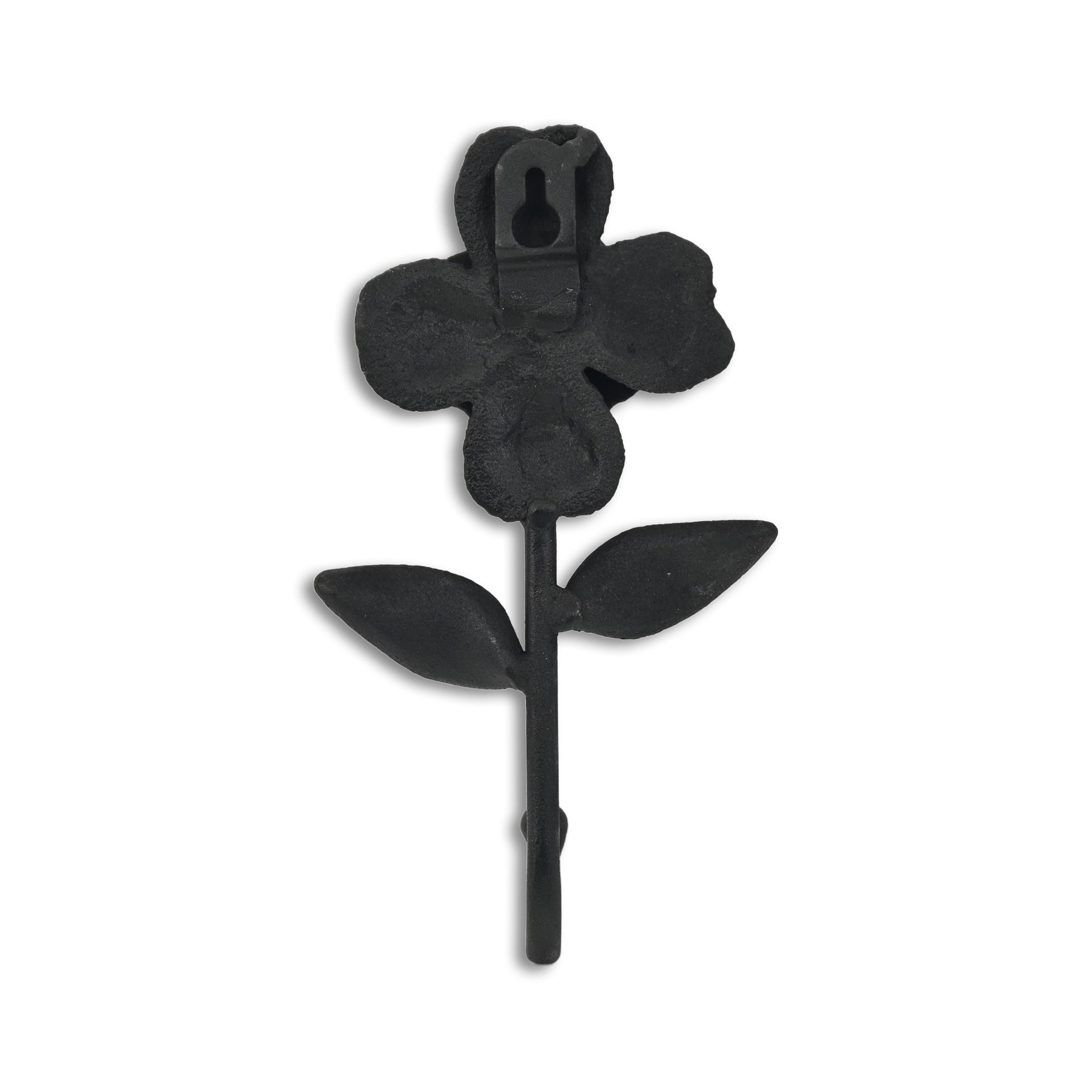 4" Black Cast Iron Flower Wall Hook-4