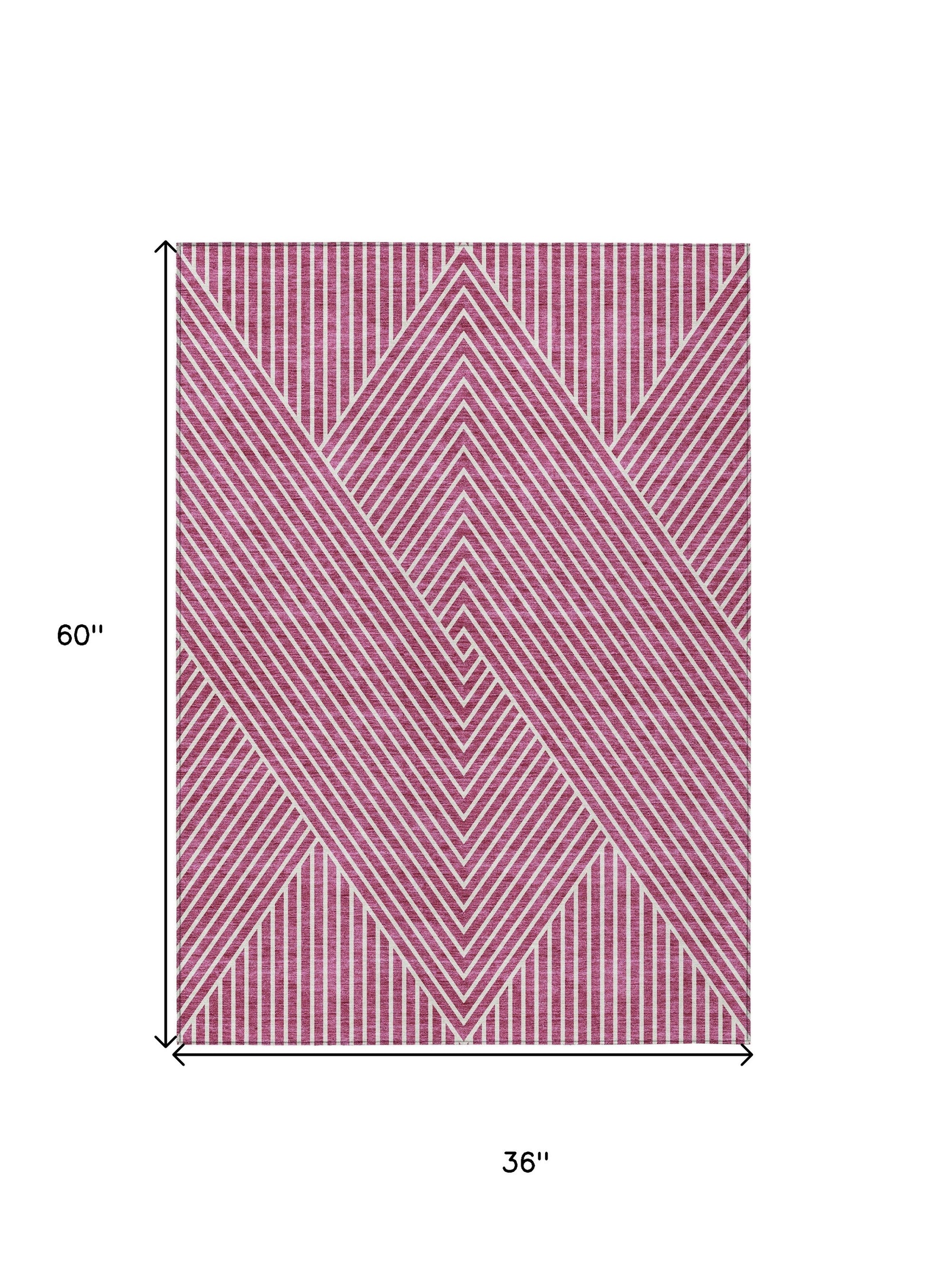 3' X 5' Blush And Ivory Geometric Washable Indoor Outdoor Area Rug-2
