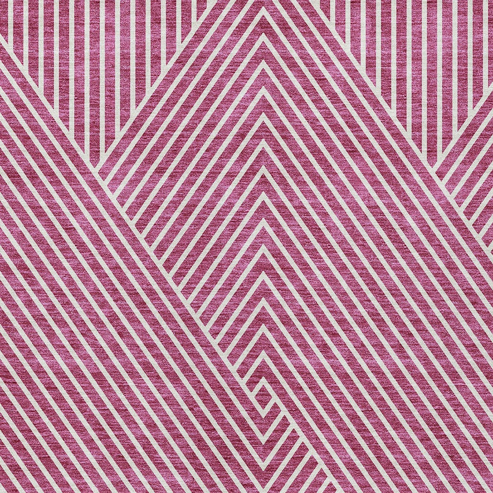 3' X 5' Blush And Ivory Geometric Washable Indoor Outdoor Area Rug-4