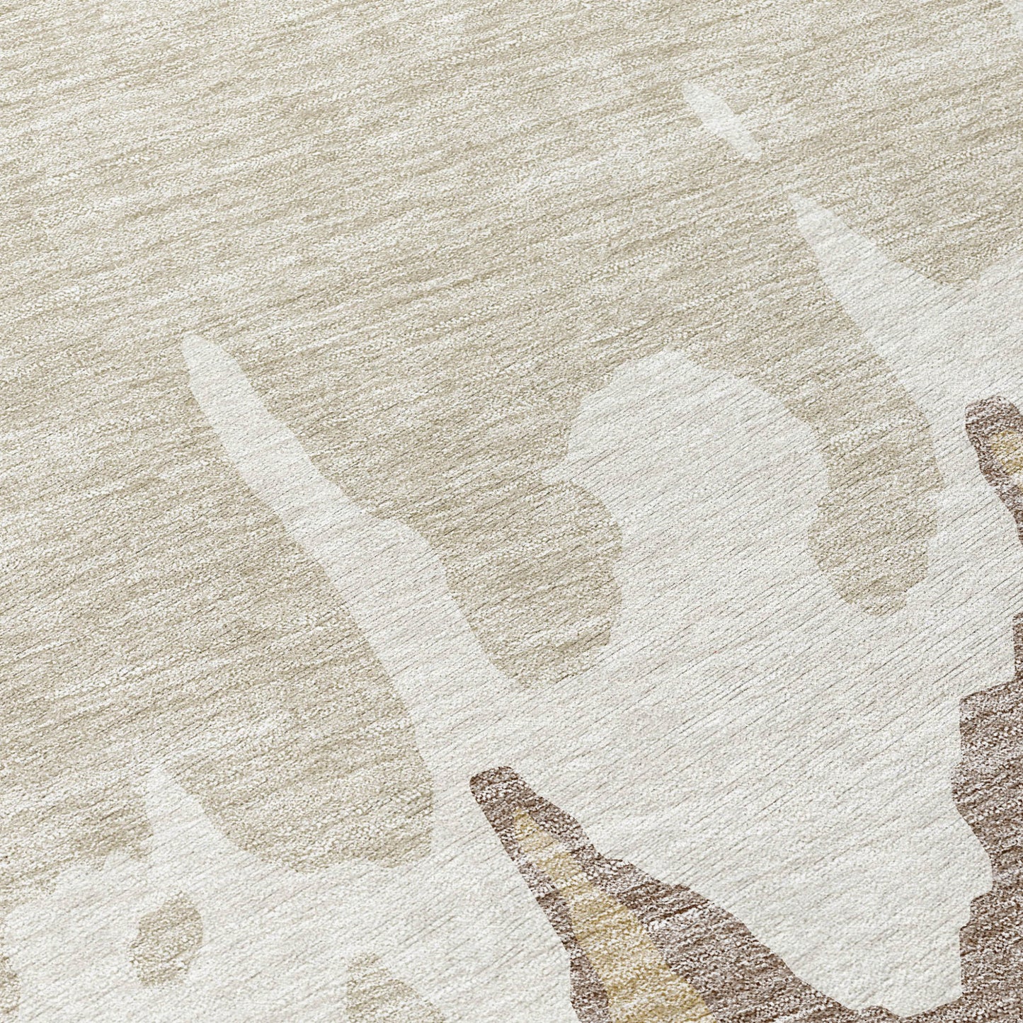 8' Ivory And Beige Round Abstract Washable Indoor Outdoor Area Rug-7