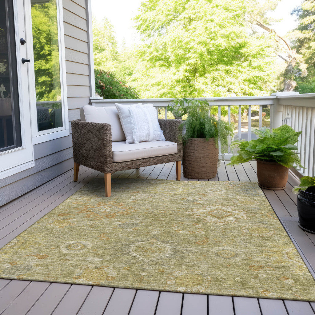 3' X 5' Sage Copper And Ivory Floral Medallion Washable Indoor Outdoor Area Rug-8