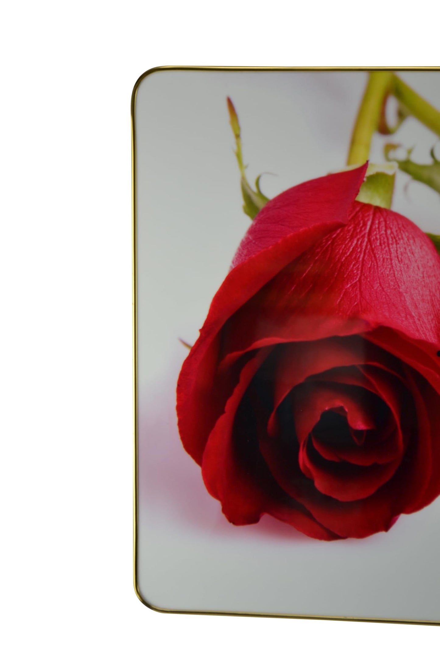 24" Red White And Gold Solid Wood and Acrylic Silent Roses Floral Wall Clock-3