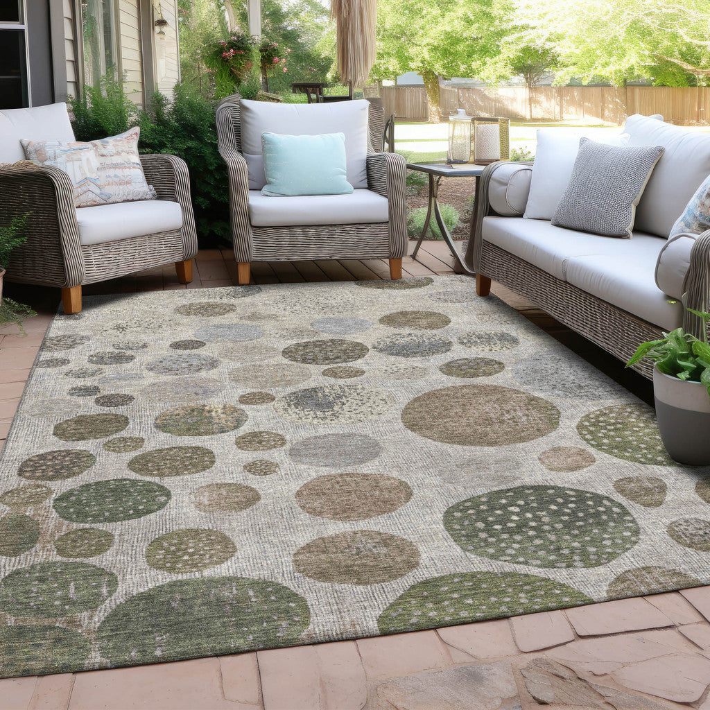 5' X 8' Taupe And Ivory Geometric Washable Indoor Outdoor Area Rug-5