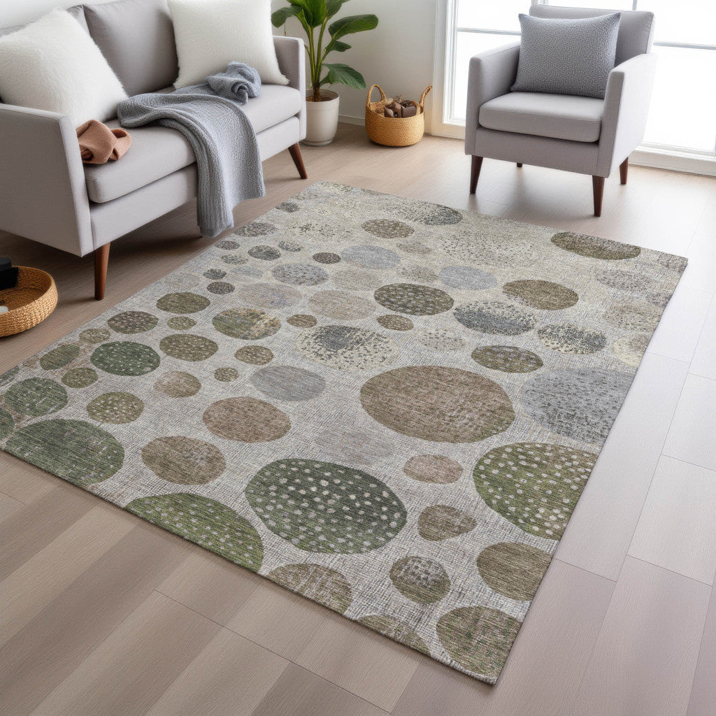5' X 8' Taupe And Ivory Geometric Washable Indoor Outdoor Area Rug-6