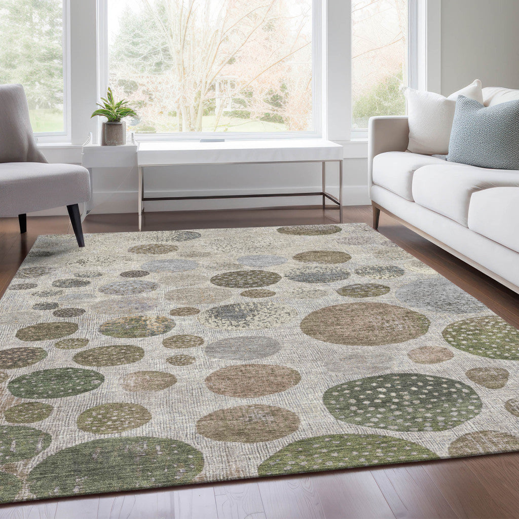 5' X 8' Taupe And Ivory Geometric Washable Indoor Outdoor Area Rug-7